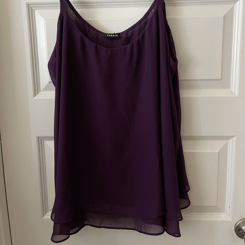 DARK PURPLE CHIFFON DOUBLE LAYER SWING CAMI